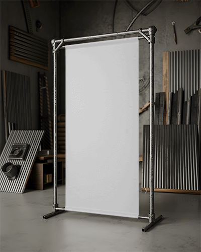 freestanding-vertical-advertising-banner-mockup-in-industrial-studio-setting-for-promotions